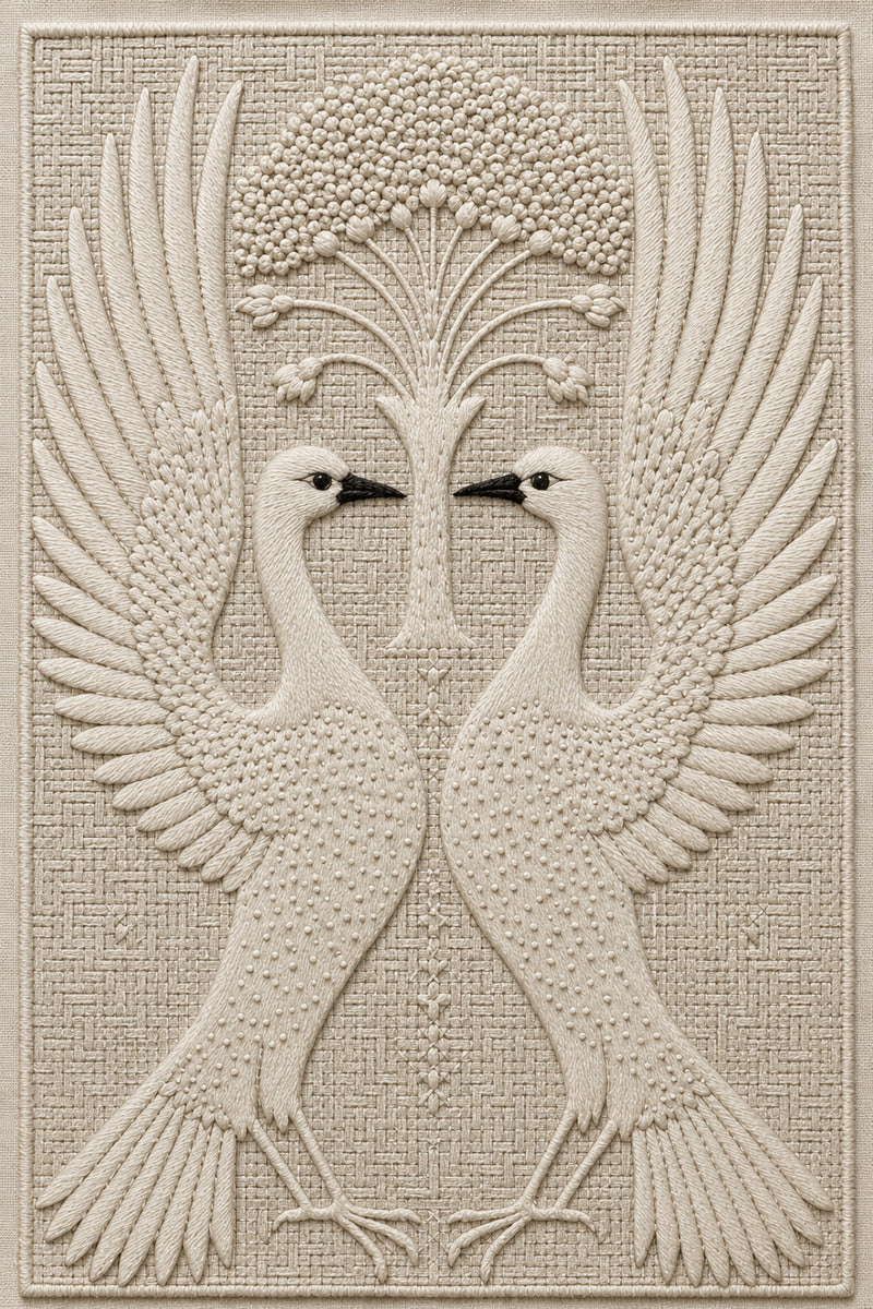 Assisi Inspired Heraldic Bird Pair from Colbert Embroidery Studies Book 3, a digital embroidery design reference for machine embroidery designs, embroidery patterns and embroidery design reference.