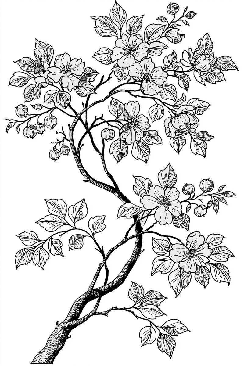 Asymmetrical Tree Of Life from Jacobean & Crewel Embroidery Book 4, a digital embroidery design reference for machine embroidery designs, embroidery patterns and embroidery design reference.