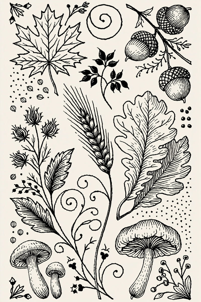Autumn Botanical Harvest Plate Halloween from Halloween & Autumn Embroidery Book 1, a digital embroidery design reference for machine embroidery designs, embroidery patterns and seasonal embroidery motifs.