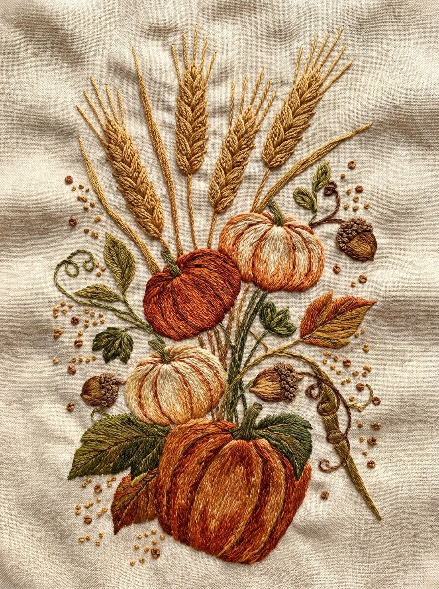 Autumn Bread Bag Motif Halloween from Halloween & Autumn Embroidery Book 3, a digital embroidery design reference for machine embroidery designs, embroidery patterns and seasonal embroidery motifs.