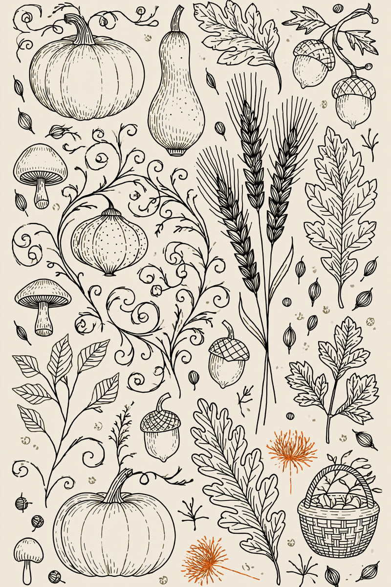 Autumn Harvest Plate Halloween And from Halloween & Autumn Embroidery Book 3, a digital embroidery design reference for machine embroidery designs, embroidery patterns and seasonal embroidery motifs.