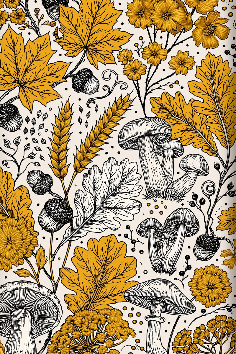 Autumn Leaves Acorns Wheat And from Halloween & Autumn Embroidery Book 2, a digital embroidery design reference for machine embroidery designs, embroidery patterns and seasonal embroidery motifs.