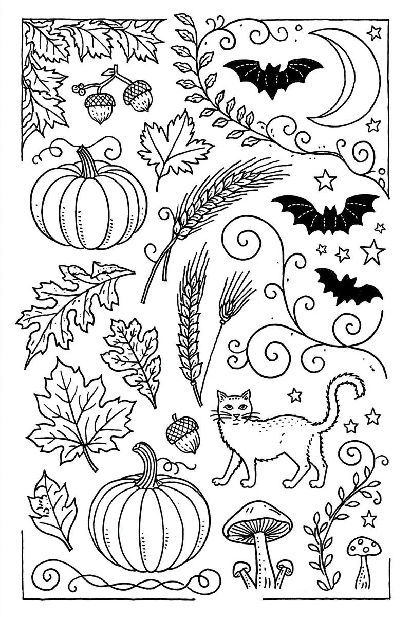Autumn Napkin Towel And Table from Halloween & Autumn Embroidery Book 4, a digital embroidery design reference for machine embroidery designs, embroidery patterns and linen and home textile projects.