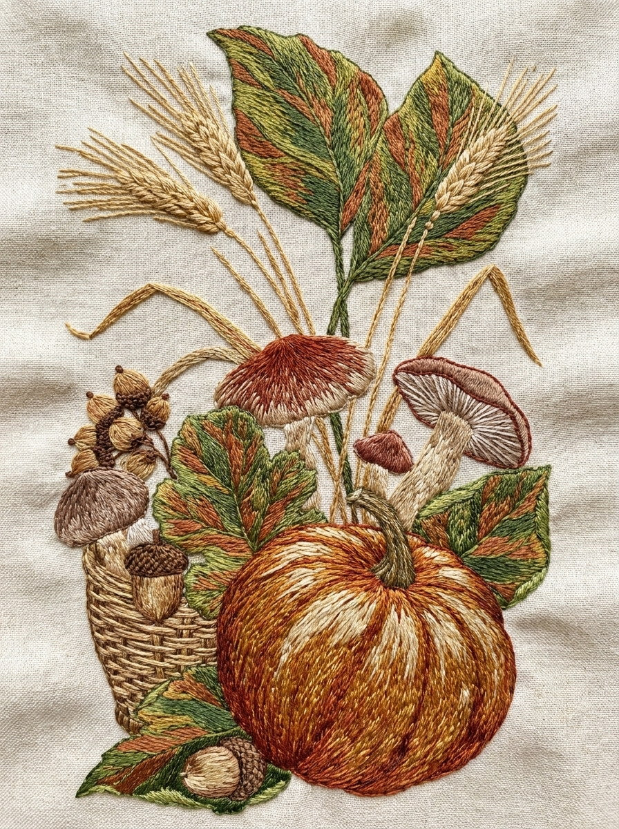 Autumn Recipe Cloth Motif Halloween from Halloween & Autumn Embroidery Book 1, a digital embroidery design reference for machine embroidery designs, embroidery patterns and seasonal embroidery motifs.