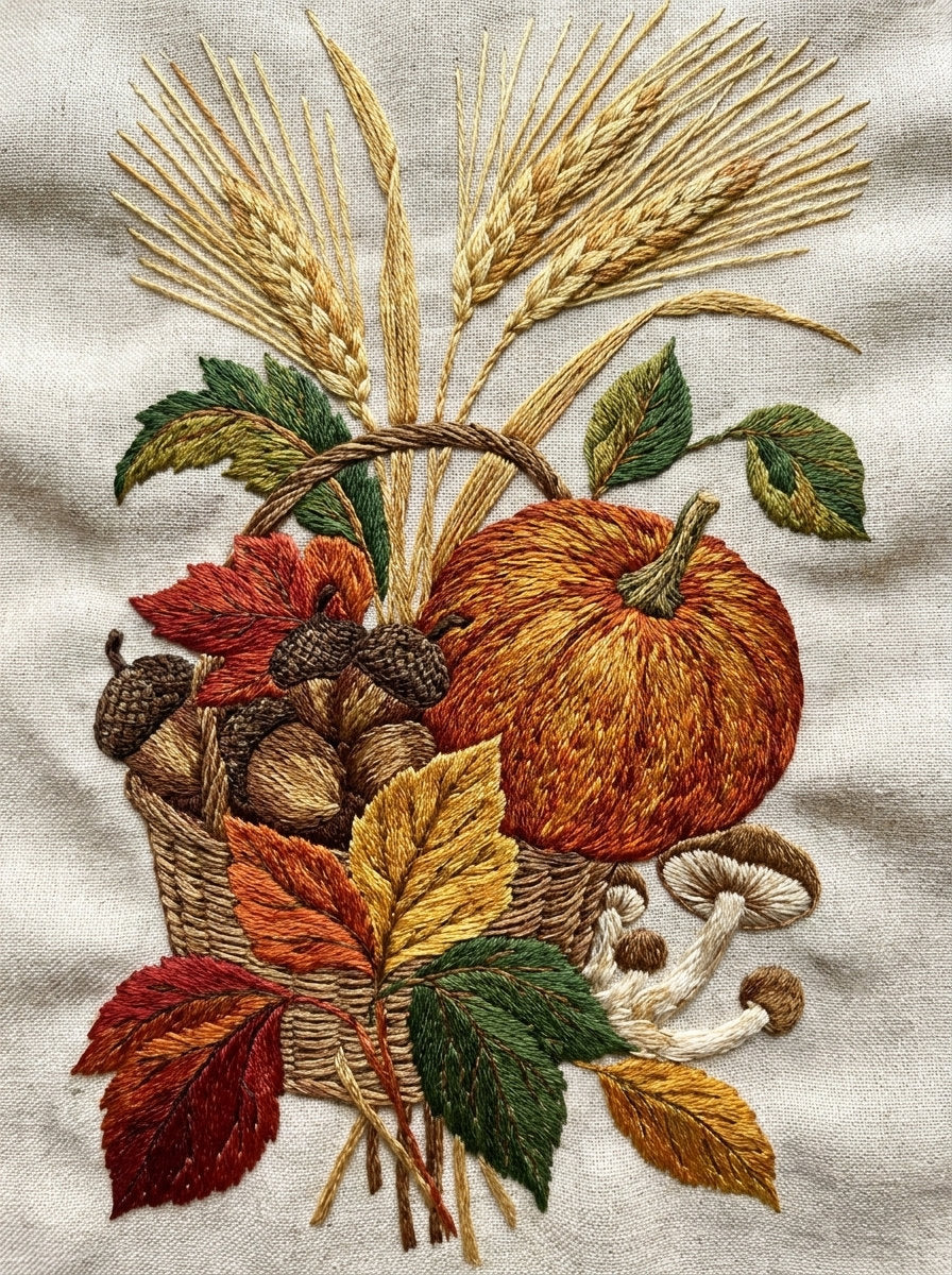 Autumn Recipe Cloth Motif Halloween from Halloween & Autumn Embroidery Book 4, a digital embroidery design reference for machine embroidery designs, embroidery patterns and seasonal embroidery motifs.