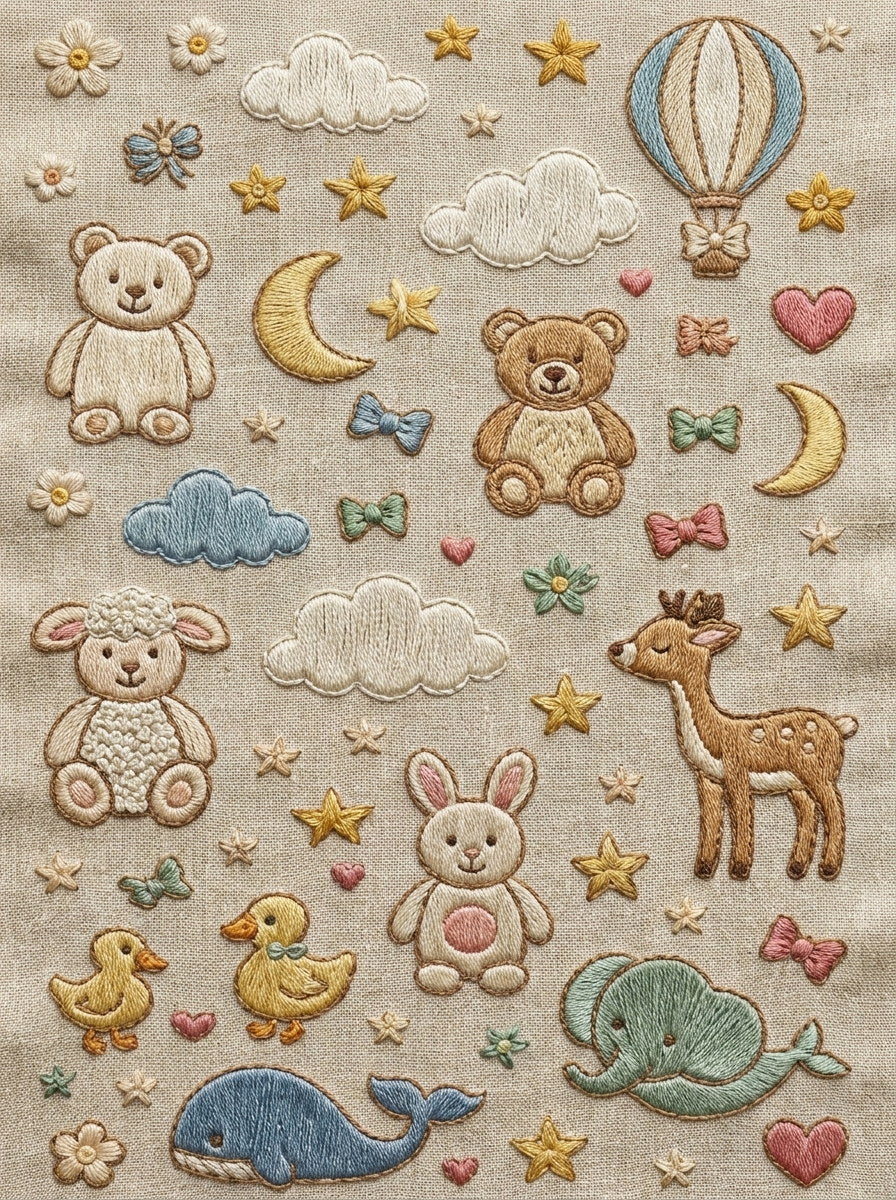 Baby And Kids Motif System Plate Baby And Kids 2 Png from Baby & Kids Embroidery Book 1, a digital embroidery design reference for machine embroidery designs, embroidery patterns and baby and keepsake embroidery.