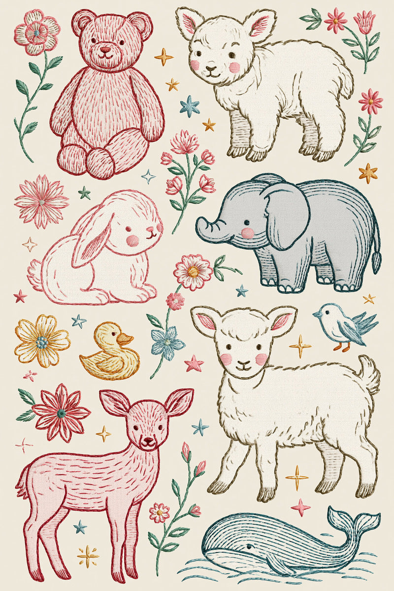 Baby Animal Collection Plate Baby from Baby & Kids Embroidery Book 2, a digital embroidery design reference for machine embroidery designs, embroidery patterns and baby and keepsake embroidery.