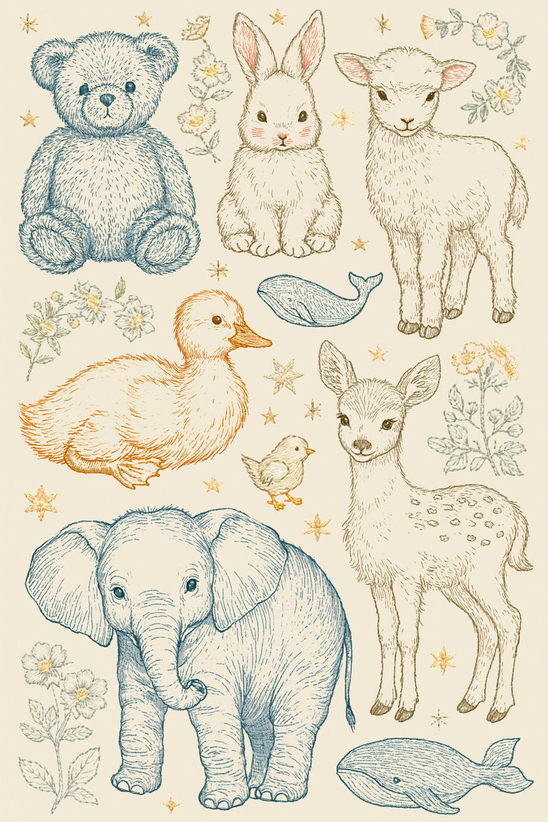 Baby Animal Collection Plate Baby from Baby & Kids Embroidery Book 3, a digital embroidery design reference for machine embroidery designs, embroidery patterns and baby and keepsake embroidery.