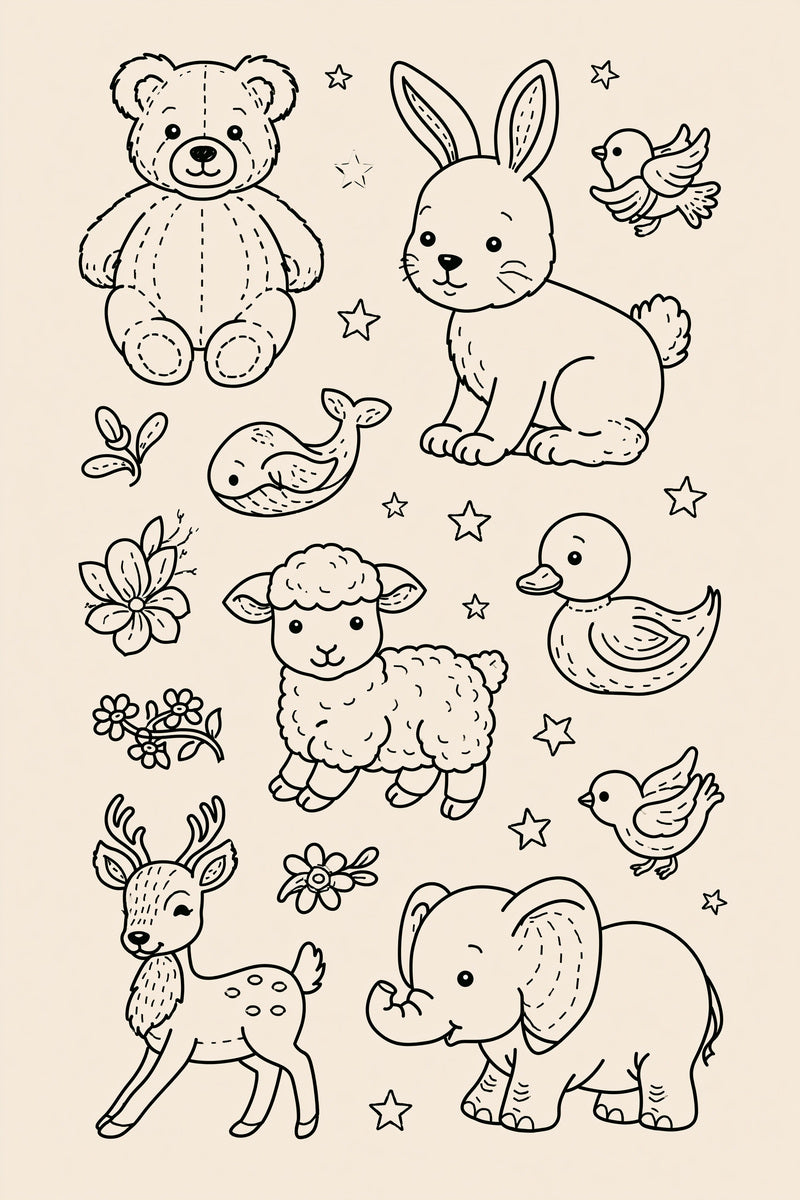 Baby Animal Library Plate Baby from Baby & Kids Embroidery Book 3, a digital embroidery design reference for machine embroidery designs, embroidery patterns and baby and keepsake embroidery.
