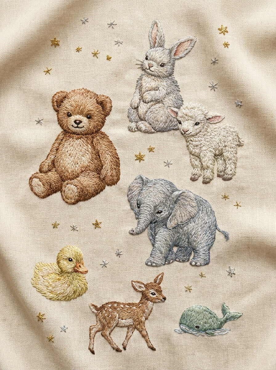 Baby Animal Motif Set Baby And Kids Embroidery 3 Png from Baby & Kids Embroidery Book 4, a digital embroidery design reference for machine embroidery designs, embroidery patterns and baby and keepsake embroidery.