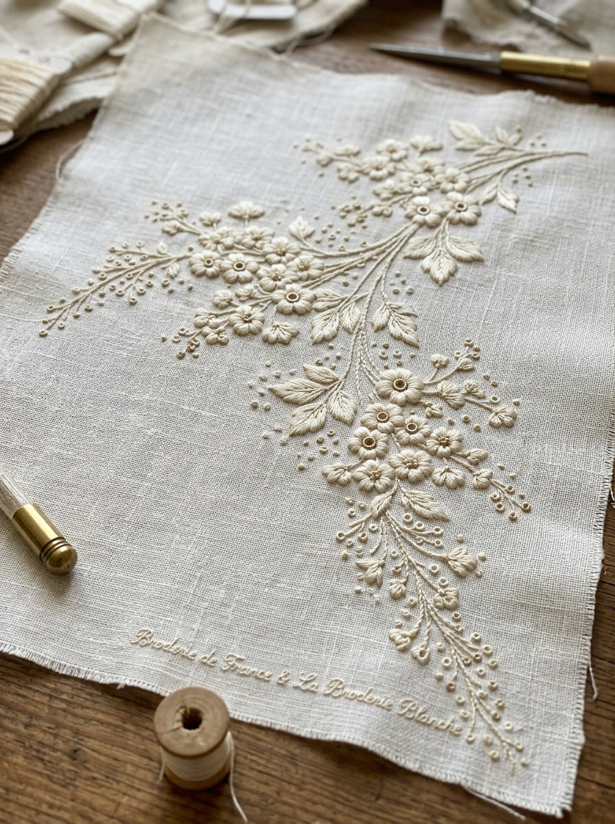 Baby Keepsake Corner Motif French from French Embroidery & La Broderie Blanche Book 7, a digital embroidery design reference for machine embroidery designs, embroidery patterns and corner embroidery.