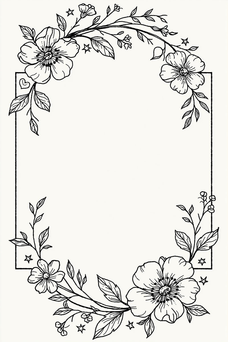 Original floral keepsake cartouche design plate from Baby & Kids Embroidery Edition 1, a digital PDF embroidery design book.