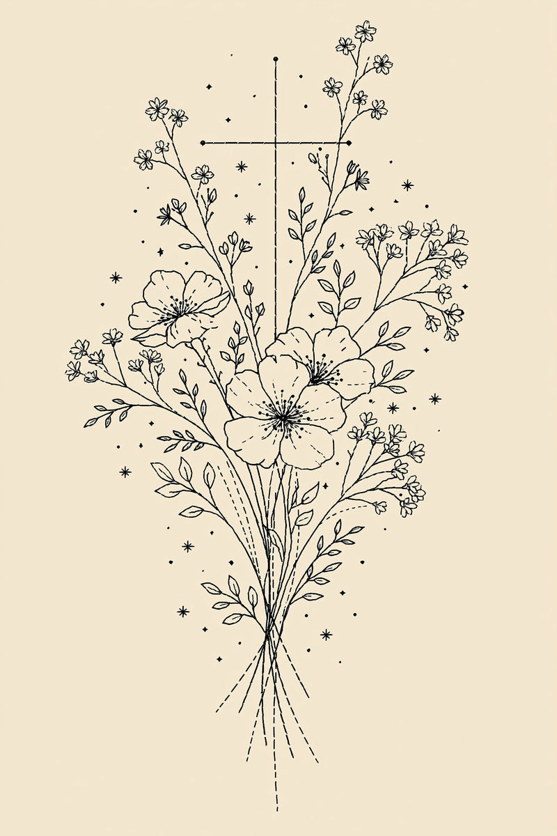 Original baptism floral cross design plate from Baby & Kids Embroidery Edition 3, a digital PDF embroidery design book.