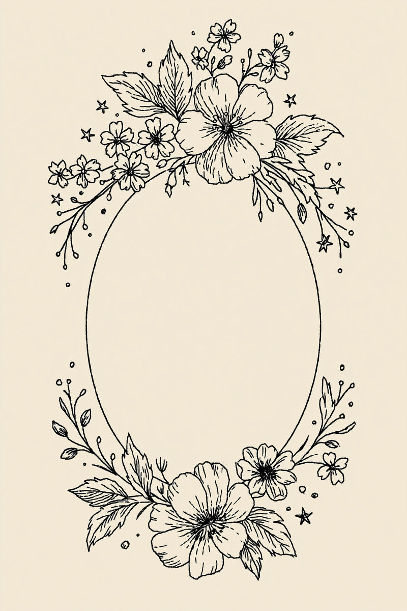Original nursery oval initial frame design plate from Baby & Kids Embroidery Edition 3, a digital PDF embroidery design book.