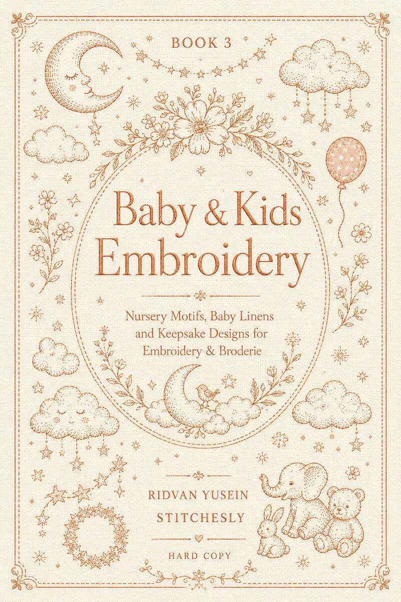 Baby & Kids Embroidery Edition 3 digital PDF design book cover, STITCHESLY.