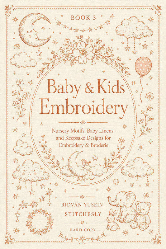 Baby & Kids Embroidery Edition 3 digital PDF design book cover, STITCHESLY.
