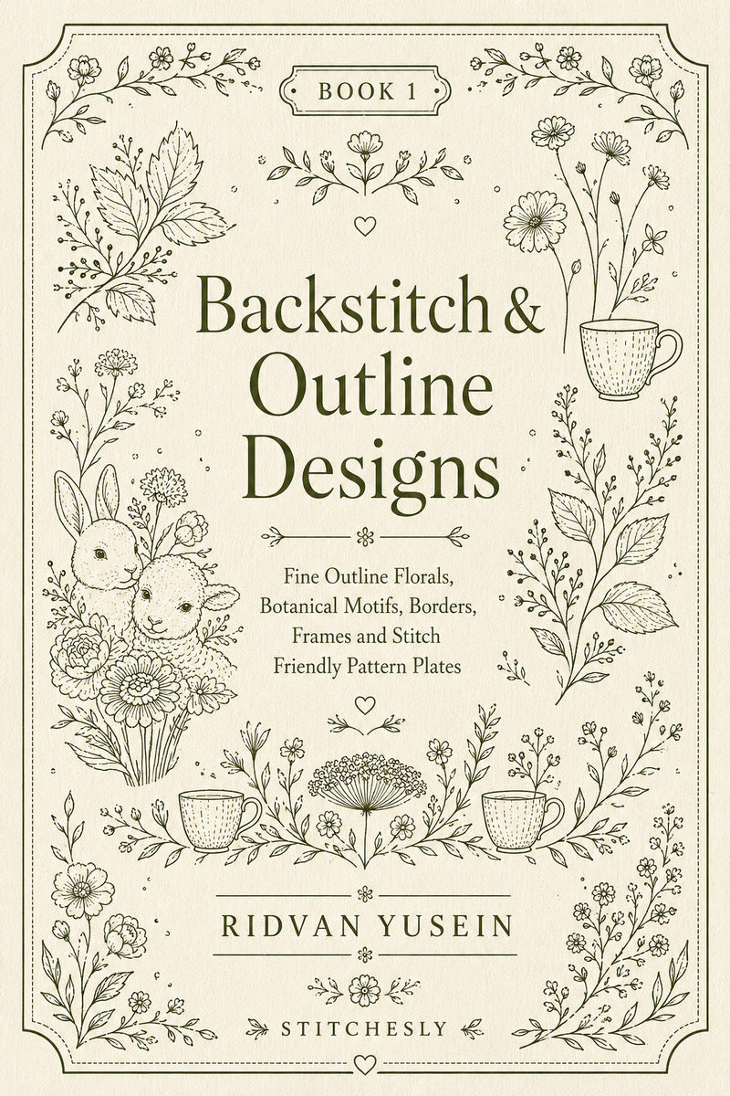 Backstitch And Outline Designs 1 Book from Backstitch & Outline Designs Book 1, a digital embroidery design reference for machine embroidery designs, embroidery patterns and embroidery design reference.