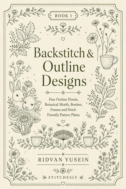 Backstitch And Outline Designs 1 Book from Backstitch & Outline Designs Book 1, a digital embroidery design reference for machine embroidery designs, embroidery patterns and embroidery design reference.