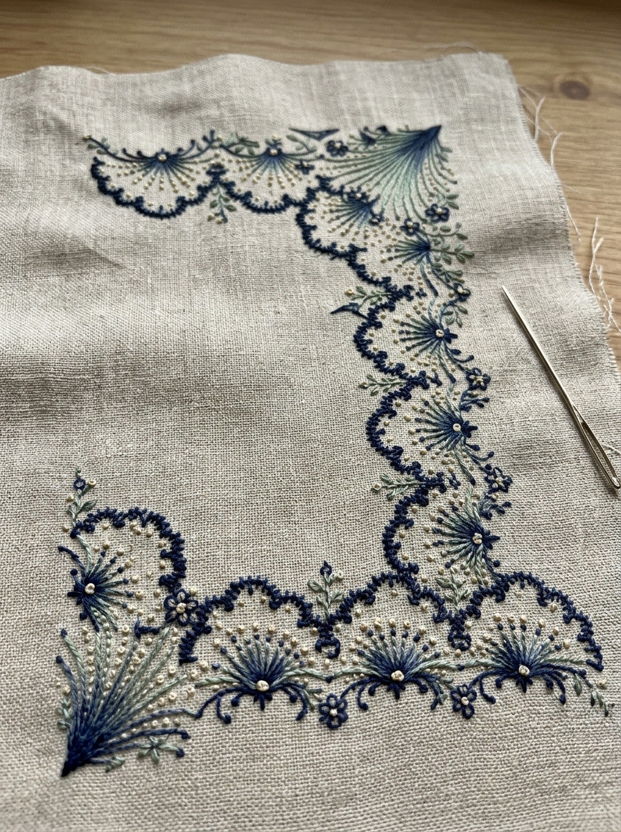 Backstitch Scalloped Border Backstitch And from Backstitch & Outline Designs Book 3, a digital embroidery design reference for machine embroidery designs, embroidery patterns and border and edge embroidery.