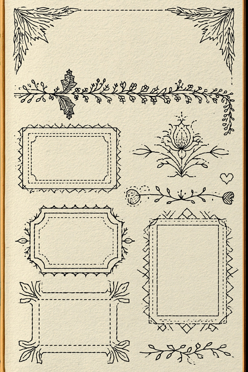 Backstitch Towel Napkin And Pillow from Backstitch & Outline Designs Book 4, a digital embroidery design reference for machine embroidery designs, embroidery patterns and linen and home textile projects.