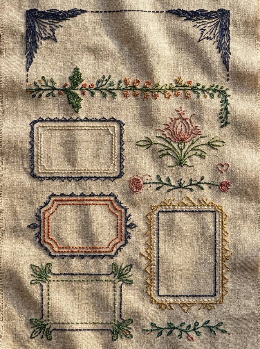 Backstitch Towel Napkin And Pillow from Backstitch & Outline Designs Book 4, a digital embroidery design reference for machine embroidery designs, embroidery patterns and linen and home textile projects.