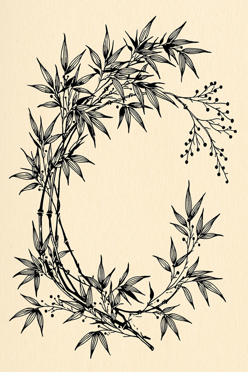 Bamboo Botanical Frame East Asian from East Asian Inspired Embroidery Book 7, a digital embroidery design reference for machine embroidery designs, embroidery patterns and frames and monogram spaces.