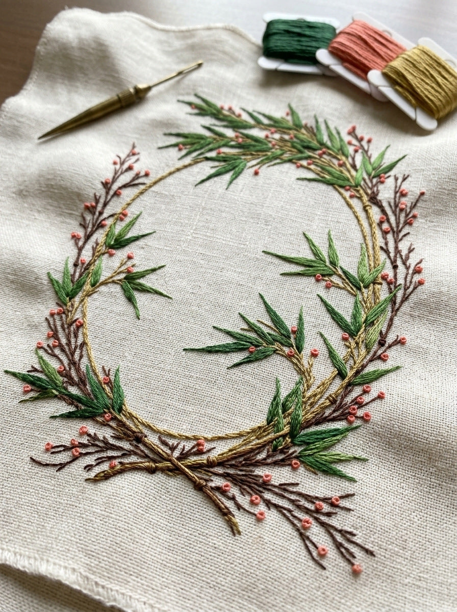Bamboo Botanical Frame East Asian from East Asian Inspired Embroidery Book 2, a digital embroidery design reference for machine embroidery designs, embroidery patterns and frames and monogram spaces.