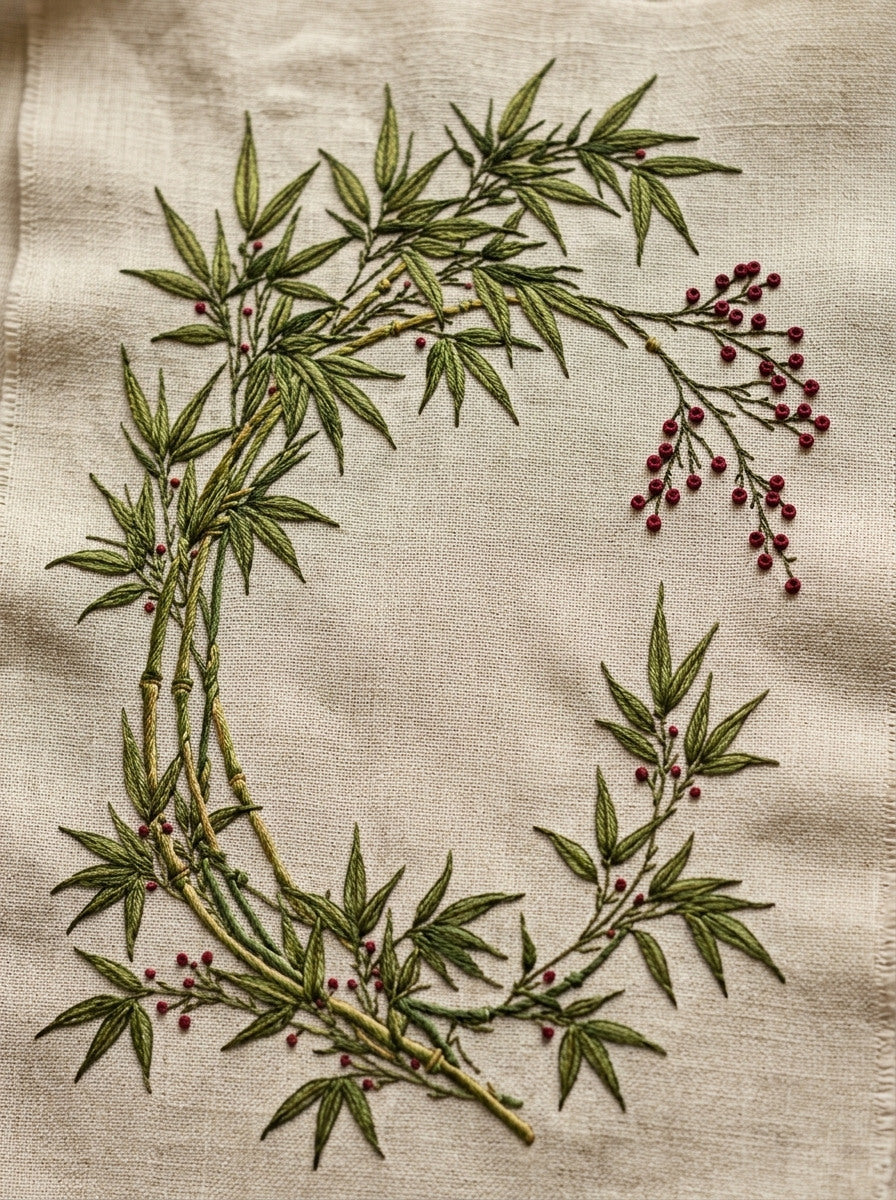 Bamboo Botanical Frame East Asian from East Asian Inspired Embroidery Book 7, a digital embroidery design reference for machine embroidery designs, embroidery patterns and frames and monogram spaces.