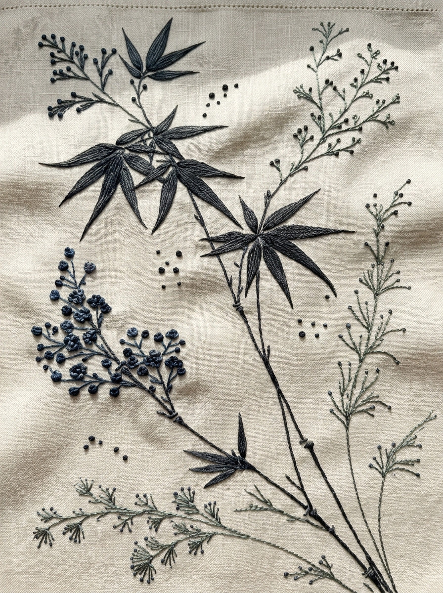 Bamboo Branch And Minimal Botanical from East Asian Inspired Embroidery Book 6, a digital embroidery design reference for machine embroidery designs, embroidery patterns and small motif and accent designs.