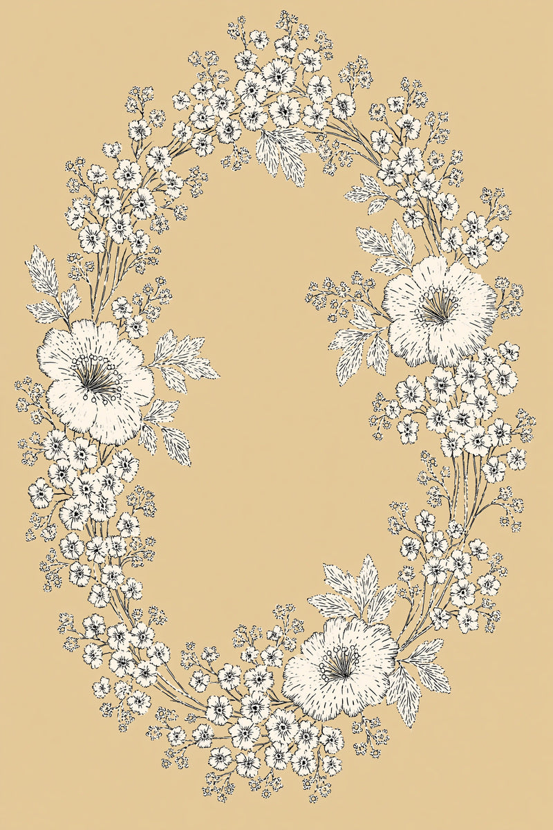Baptism Cloth Floral Frame French from French Embroidery & La Broderie Blanche Book 7, a digital embroidery design reference for machine embroidery designs, embroidery patterns and frames and monogram spaces.