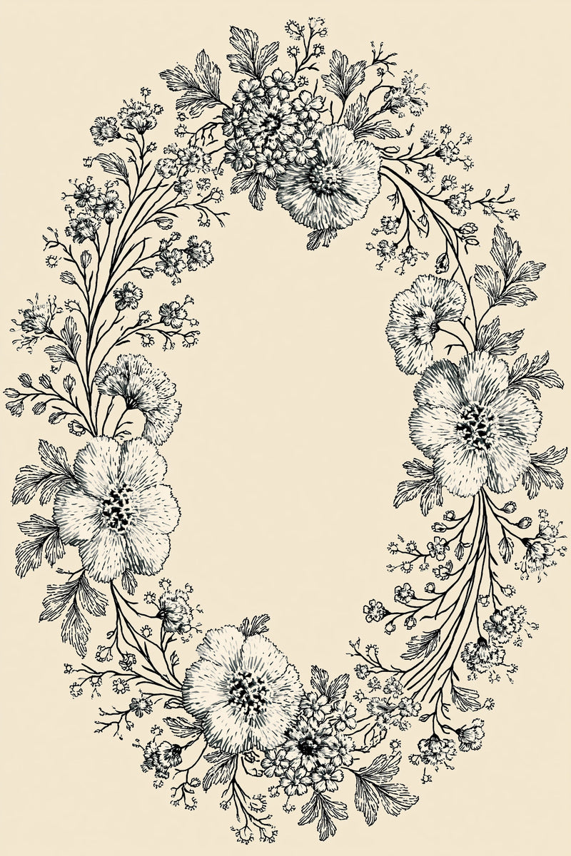 Baptism Cloth Floral Frame French from French Embroidery & La Broderie Blanche Book 8, a digital embroidery design reference for machine embroidery designs, embroidery patterns and frames and monogram spaces.