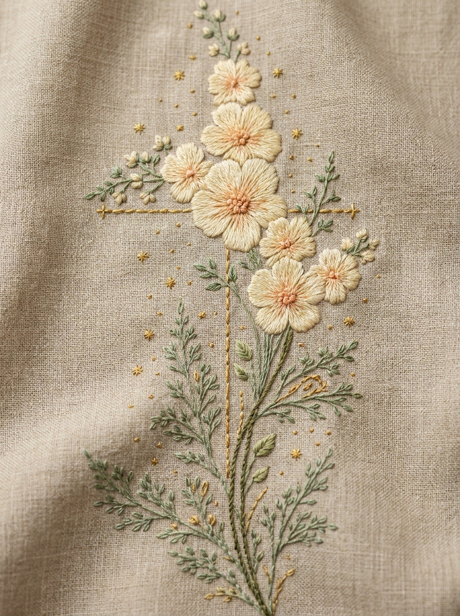 Baptism Cross Inspired Floral Motif Baby 2 Png from Baby & Kids Embroidery Book 2, a digital embroidery design reference for machine embroidery designs, embroidery patterns and baby and keepsake embroidery.