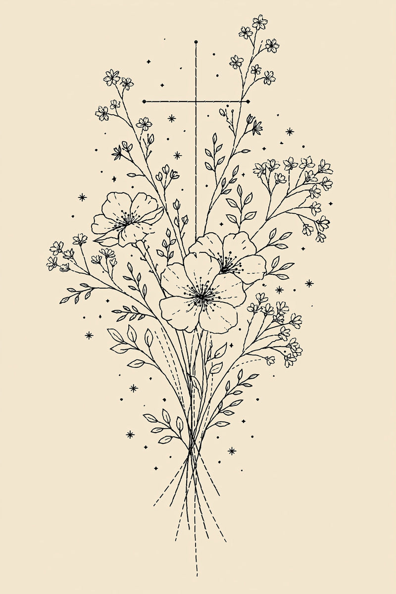 Baptism Cross Inspired Floral Motif from Baby & Kids Embroidery Book 3, a digital embroidery design reference for machine embroidery designs, embroidery patterns and baby and keepsake embroidery.