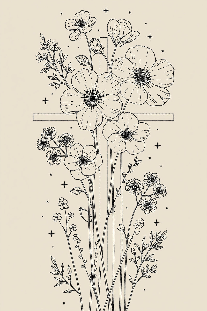 Baptism Cross Inspired Floral Motif from Baby & Kids Embroidery Book 4, a digital embroidery design reference for machine embroidery designs, embroidery patterns and baby and keepsake embroidery.