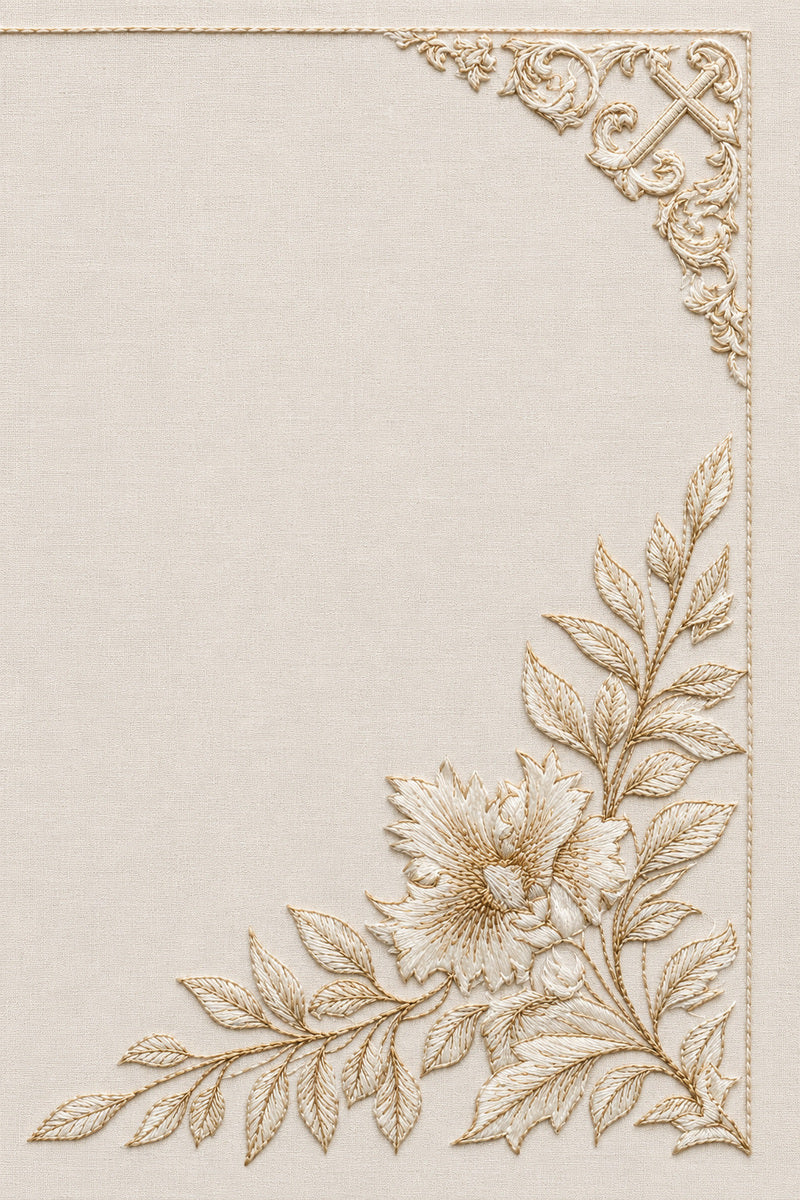 Baptism Linen Corner 1 from Church Embroidery & Sacred Ornament Book 4, a digital embroidery design reference for machine embroidery designs, embroidery patterns and corner embroidery.