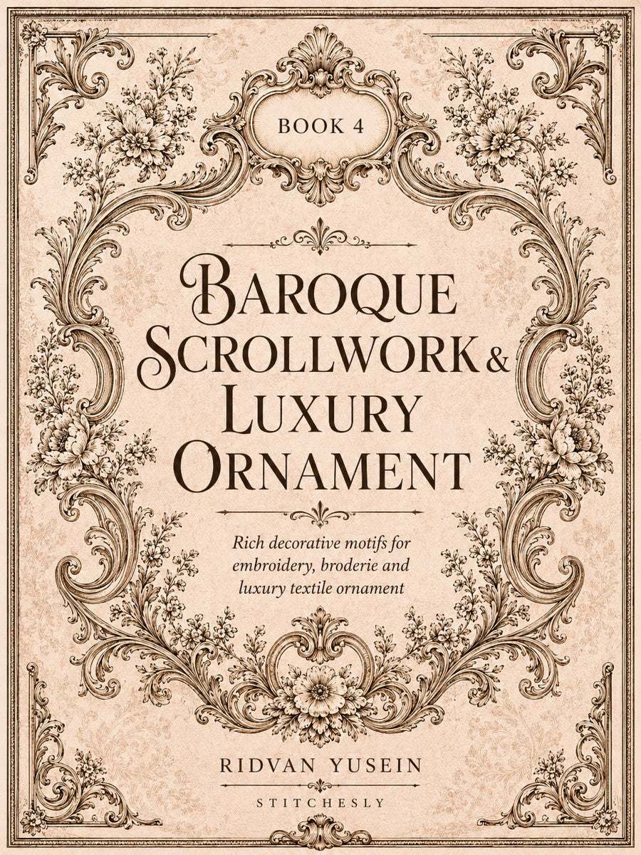 Baroque Scrollwork and Luxury Ornament Edition Four digital PDF book cover, flat cover.