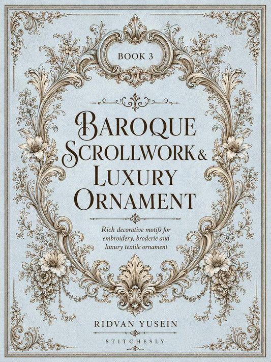 Baroque Scrollwork and Luxury Ornament Edition Three digital PDF book cover, flat cover.