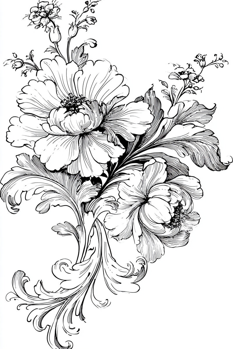 Baroque Floral Border from Baroque Scrollwork & Luxury Ornament Book 3, a digital embroidery design reference for machine embroidery designs, embroidery patterns and border and edge embroidery.