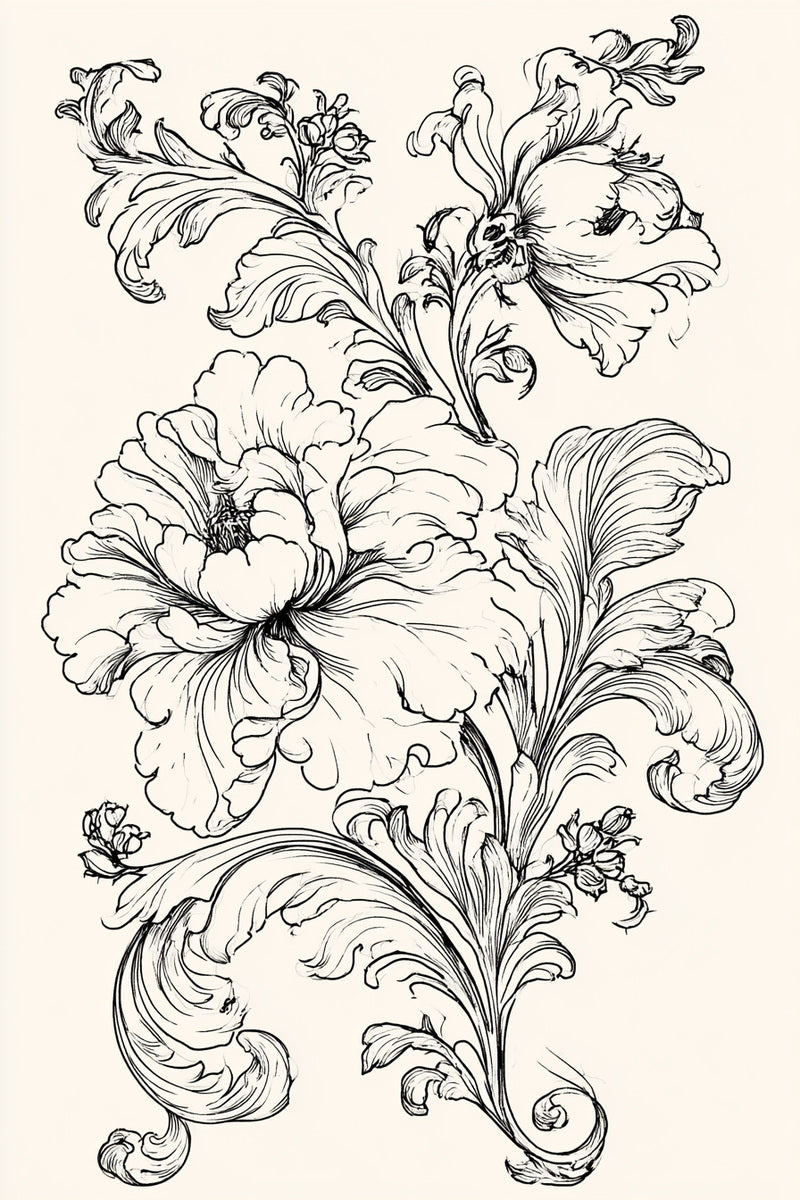 Baroque Floral Border from Baroque Scrollwork & Luxury Ornament Book 4, a digital embroidery design reference for machine embroidery designs, embroidery patterns and border and edge embroidery.