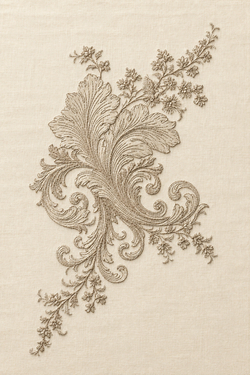 Baroque Napkin Corner 02 from Napkins, Table Runners & Kitchen Linens Book 1, a digital embroidery design reference for machine embroidery designs, embroidery patterns and border and edge embroidery.