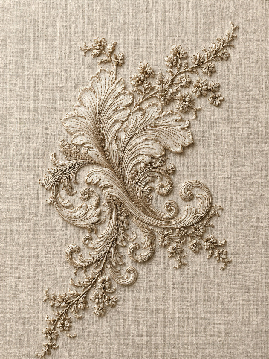 Baroque Napkin Corner from Napkins, Table Runners & Kitchen Linens Book 1, a digital embroidery design reference for machine embroidery designs, embroidery patterns and border and edge embroidery.