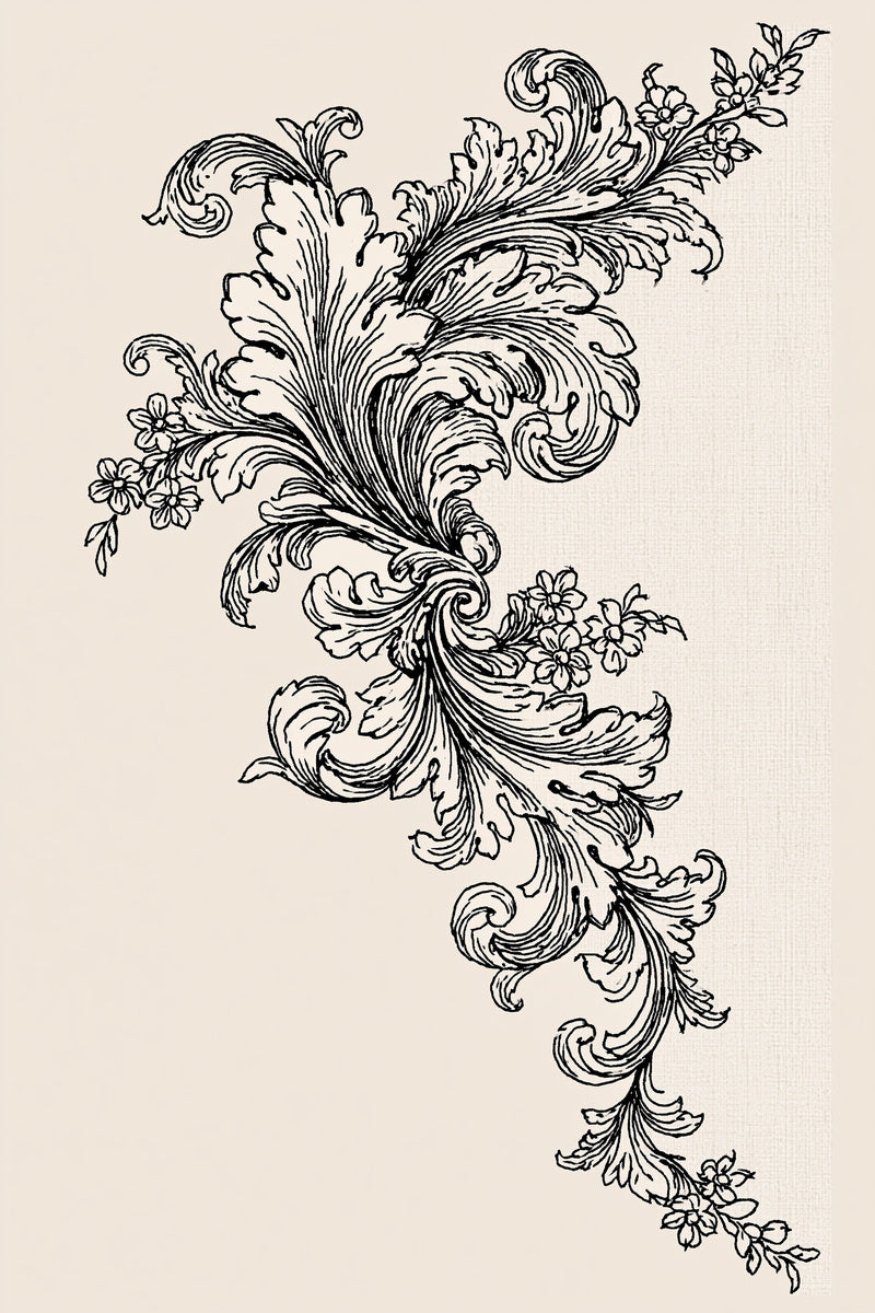 Baroque Napkin Corner from Napkins, Table Runners & Kitchen Linens Book 3, a digital embroidery design reference for machine embroidery designs, embroidery patterns and border and edge embroidery.