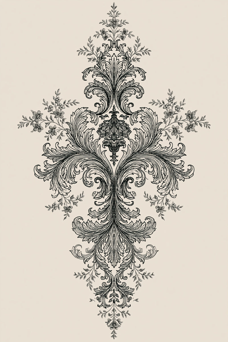Baroque Shirt Front Ornament 02 from Neckline & Collar Embroidery Designs Book 2, a digital embroidery design reference for machine embroidery designs, embroidery patterns and garment placement ideas.