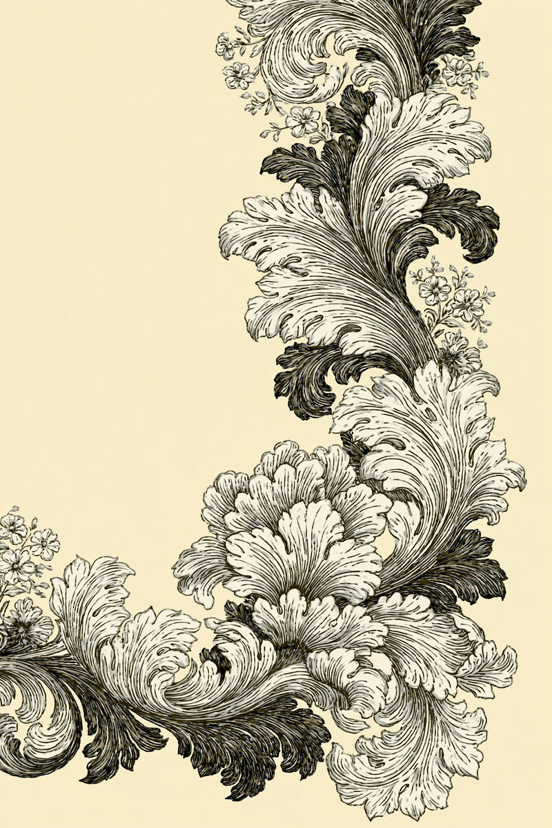 Baroque Sleeve Edge Ornament 02 from Neckline & Collar Embroidery Designs Book 1, a digital embroidery design reference for machine embroidery designs, embroidery patterns and border and edge embroidery.