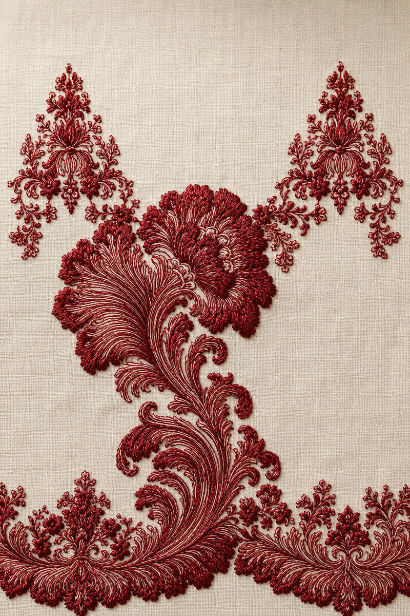 Baroque Sleeve Edge Ornament Ba from Neckline & Collar Embroidery Designs Book 4, a digital embroidery design reference for machine embroidery designs, embroidery patterns and border and edge embroidery.