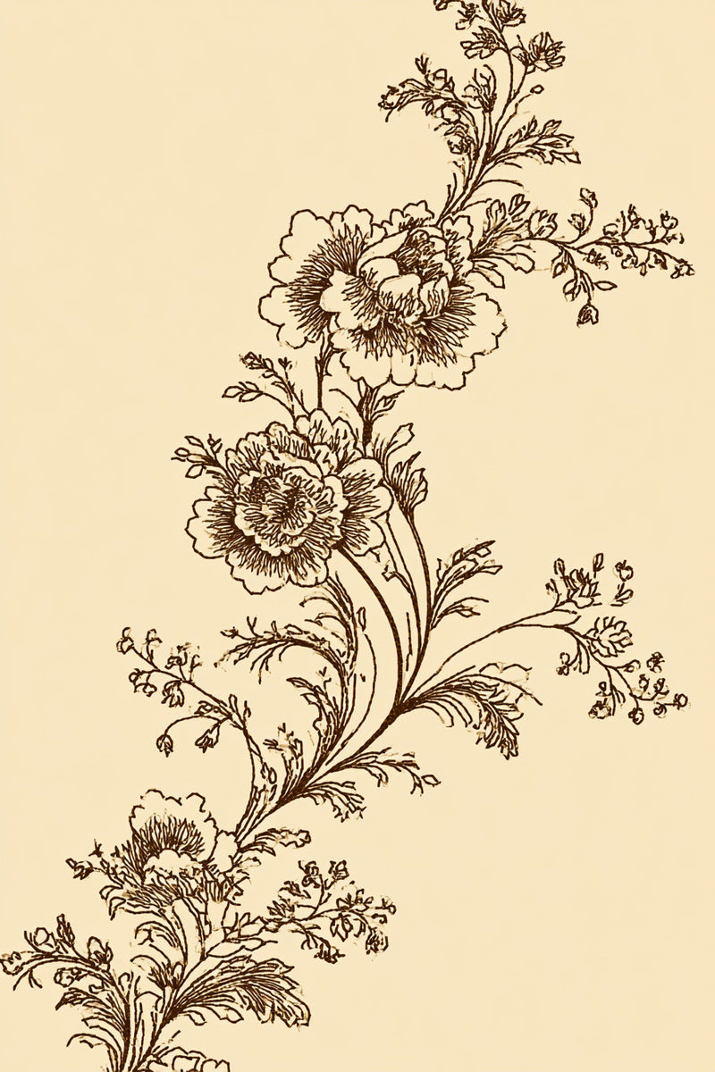 Baroque Vine And Flower Border from Baroque Scrollwork & Luxury Ornament Book 2, a digital embroidery design reference for machine embroidery designs, embroidery patterns and border and edge embroidery.