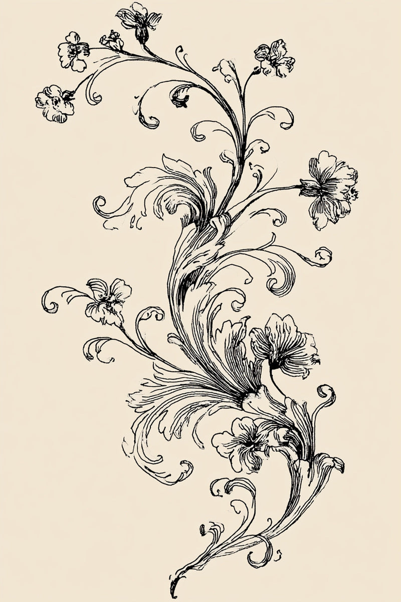 Baroque Vine Scroll Motif from Baroque Scrollwork & Luxury Ornament Book 1, a digital embroidery design reference for machine embroidery designs, embroidery patterns and embroidery design reference.