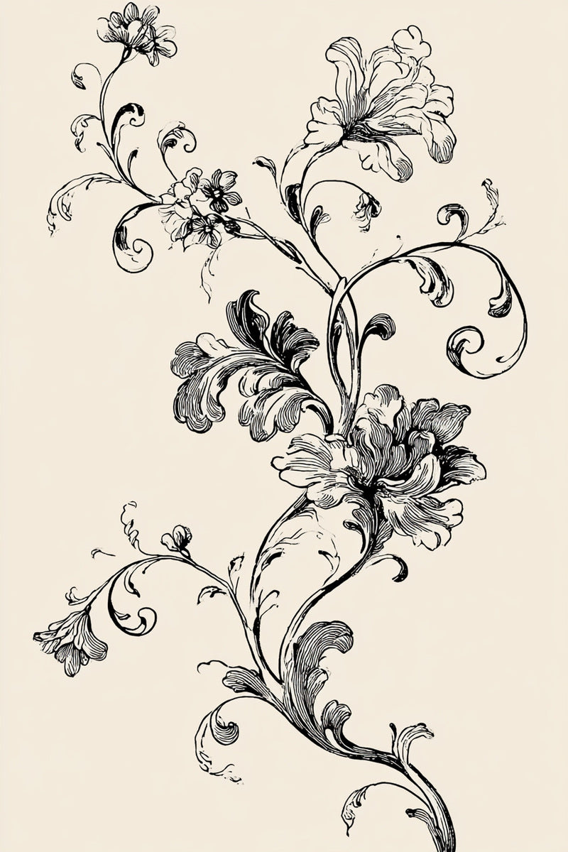 Baroque Vine Scroll Motif from Baroque Scrollwork & Luxury Ornament Book 2, a digital embroidery design reference for machine embroidery designs, embroidery patterns and embroidery design reference.