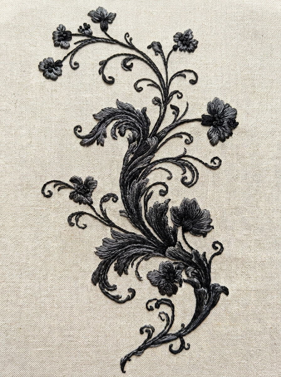 Baroque Vine Scroll Motif from Baroque Scrollwork & Luxury Ornament Book 1, a digital embroidery design reference for machine embroidery designs, embroidery patterns and embroidery design reference.
