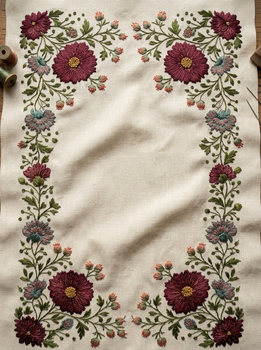 Bed Linen Frame Border Classic from Classic Frames & Borders Book 5, a digital embroidery design reference for machine embroidery designs, embroidery patterns and border and edge embroidery.